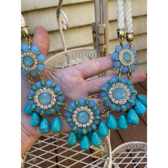 Banana Republic Turquoise Rhinestone Rope Corded Necklace, Coastal Sail - Picture 8 of 12